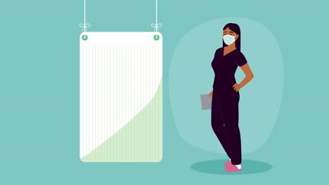 médica mujer con máscara médica