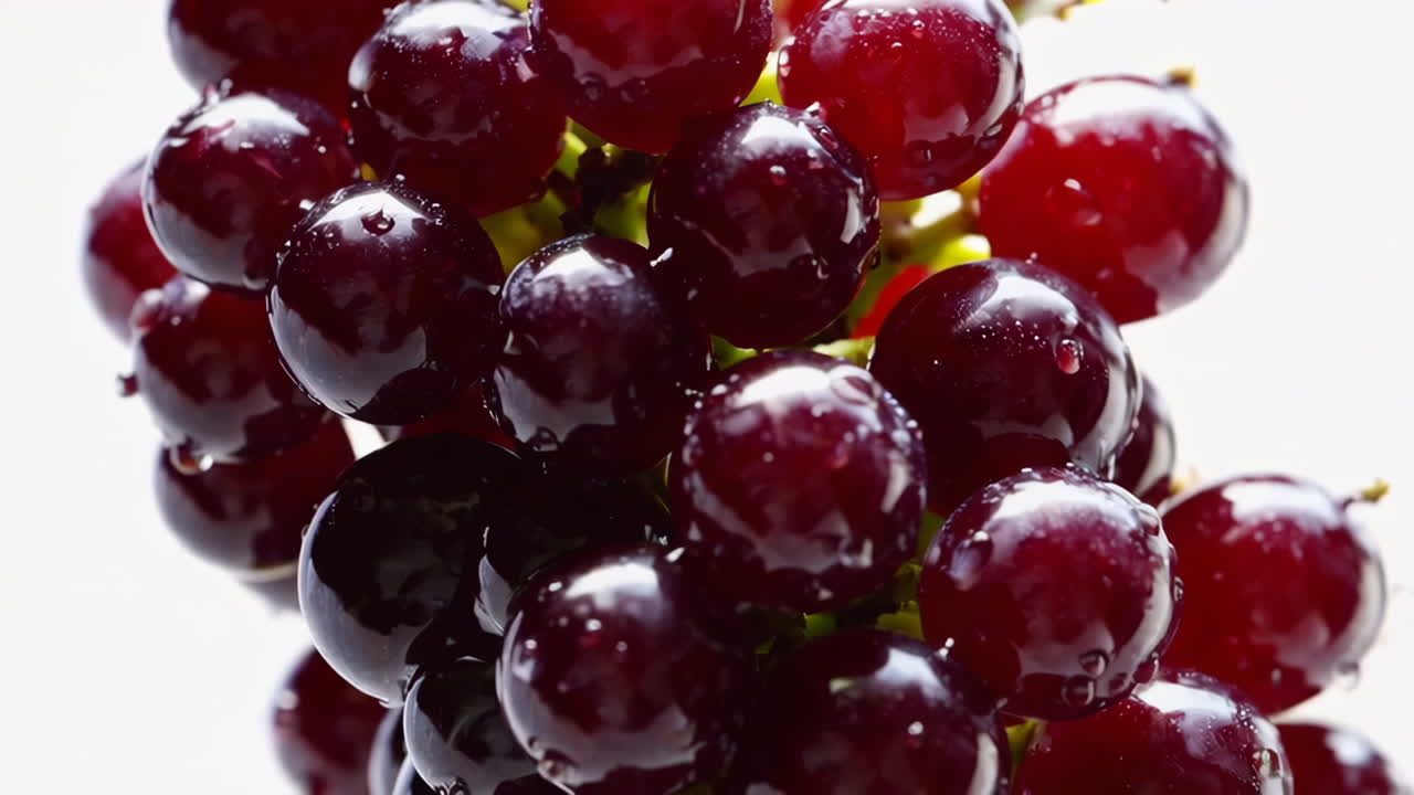 Close-up of Fresh Red Grapes with Water Droplets