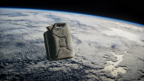 metal vintage and dirty jerrycan on earth orbit