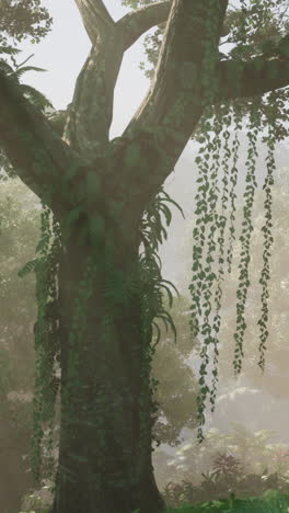 misty jungle tree