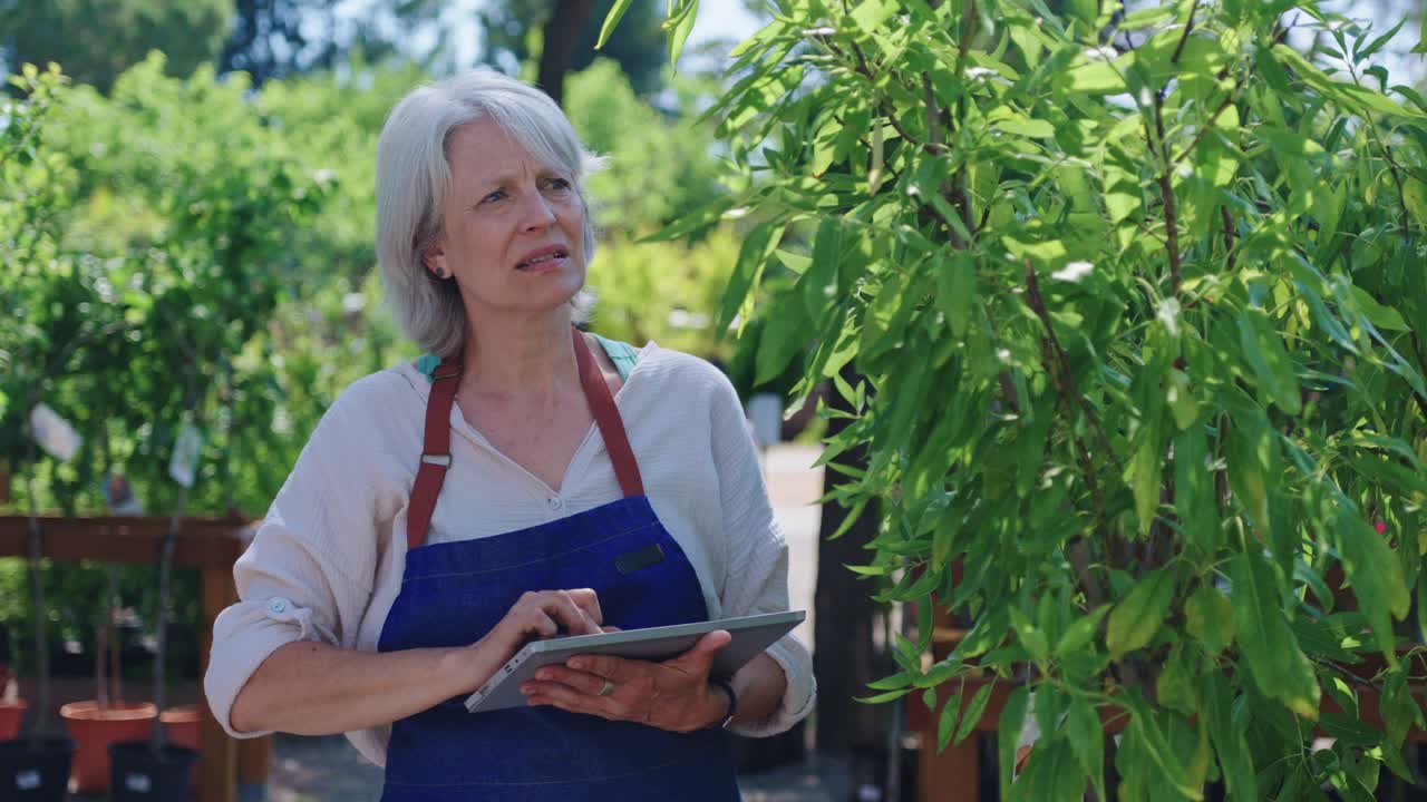 Woman working in plant nursery