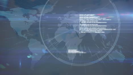 Animation-of-pulsating-circles-and-profile-icons-over-world-map-and-data-processing