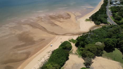 drone shot of scarness jetty hervey bay qld queensland australia