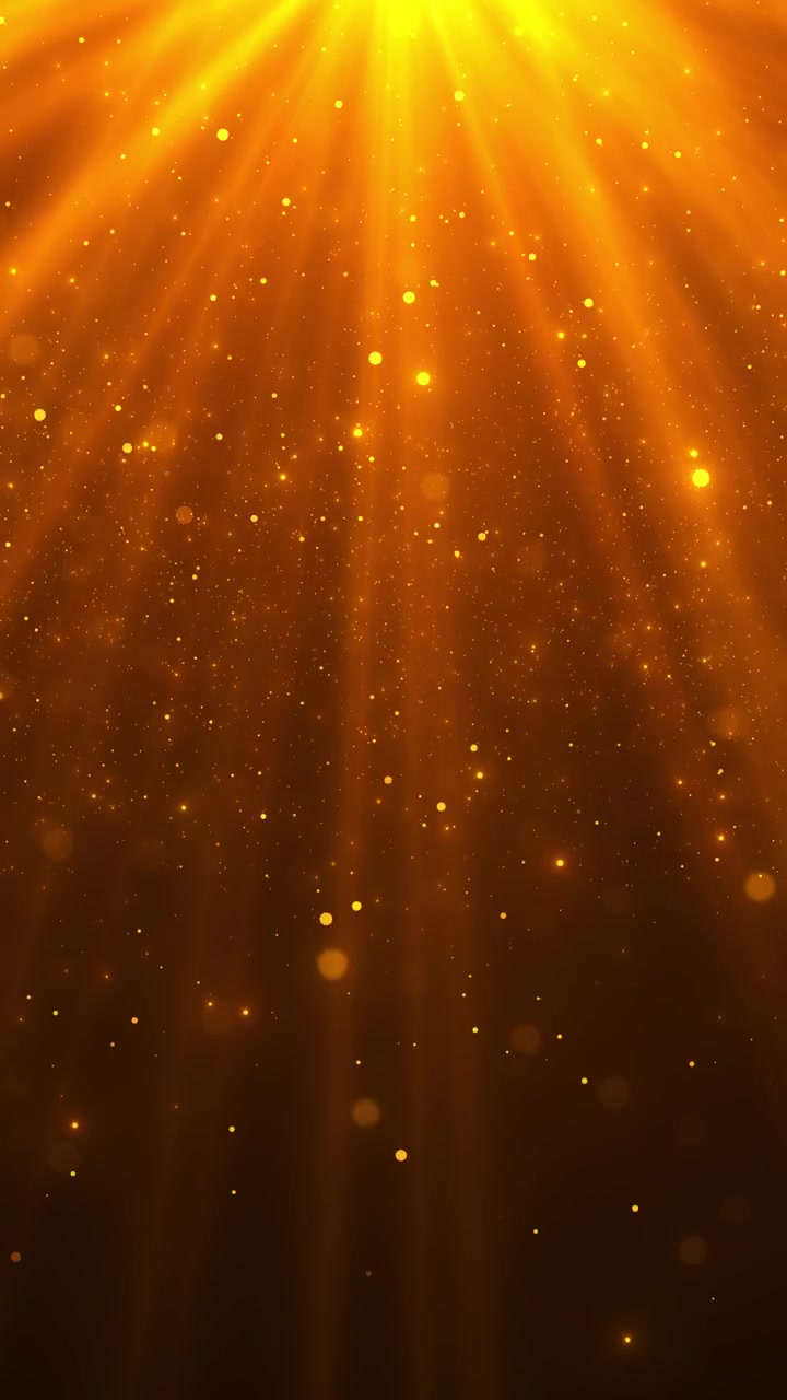 Amber heavenly light rays background glowing golden particles soft bokeh radiant cinematic depth
