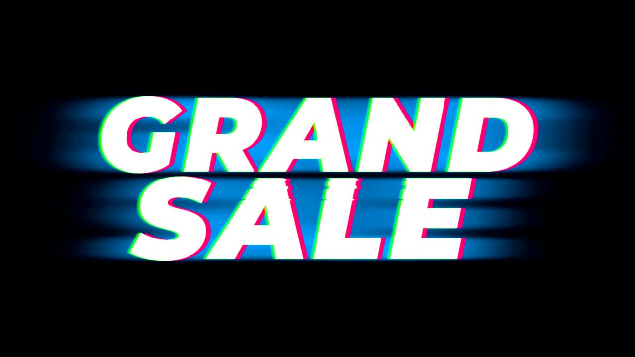 그랜드 세일 텍스트 빈티지 글리치 효과 프로모션