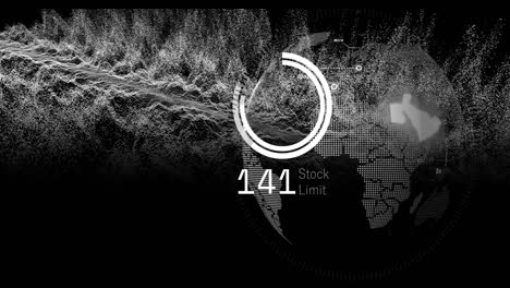 animation of number, data processing over spinning globe