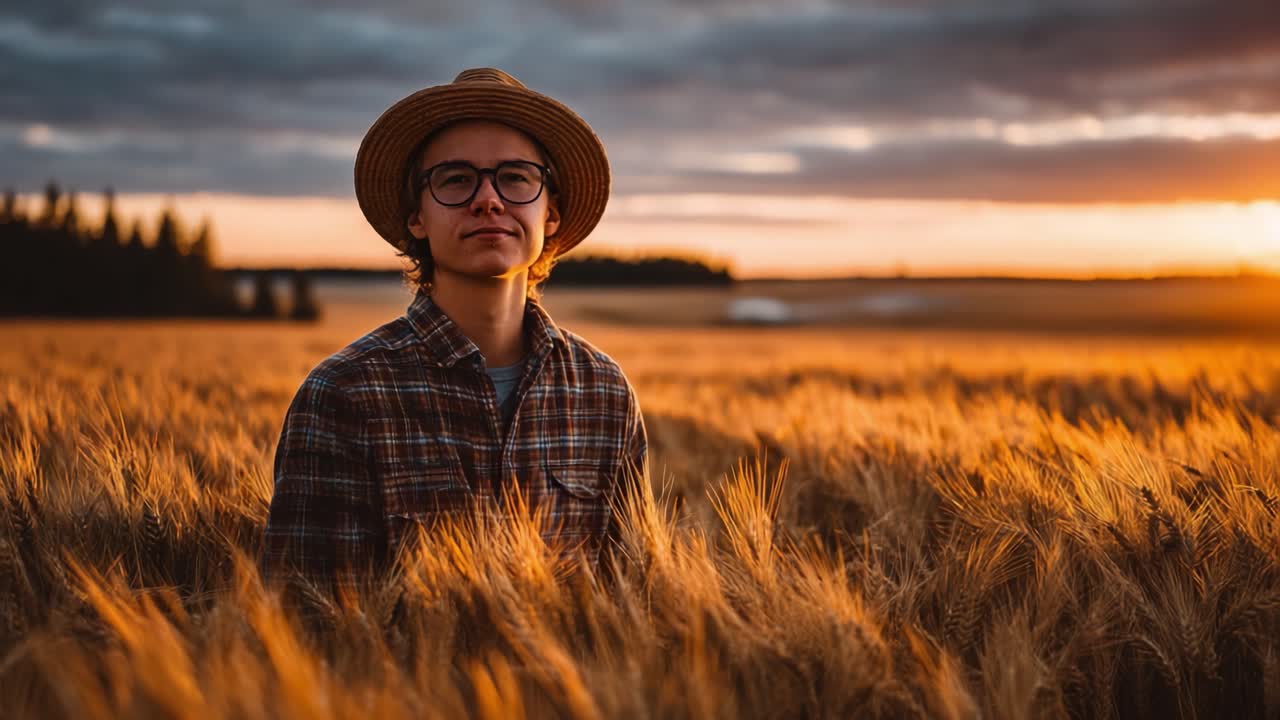 A Thoughtful Moment: A Young Individual in a Wheat Field at Sunset, Capturing the Serenity and Beauty of Nature's Golden Hour Light