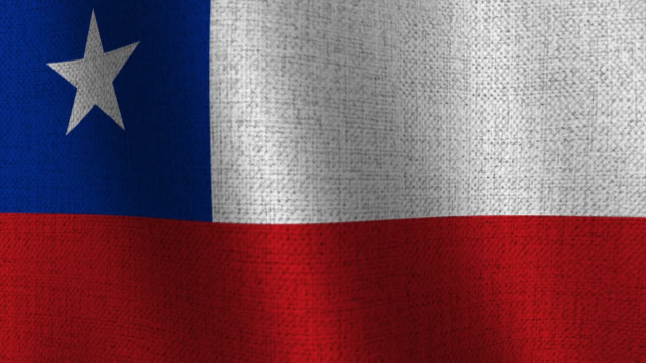 Bandera de Chile ondeando al viento con textura de tela