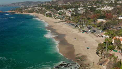 aerial reveal of aliso beach in laguna beach california