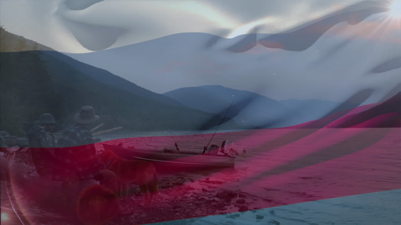 카우카스 남자들이 시를 하고 있는 러시아 발의 애니메이션