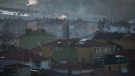 cityscape with smoke