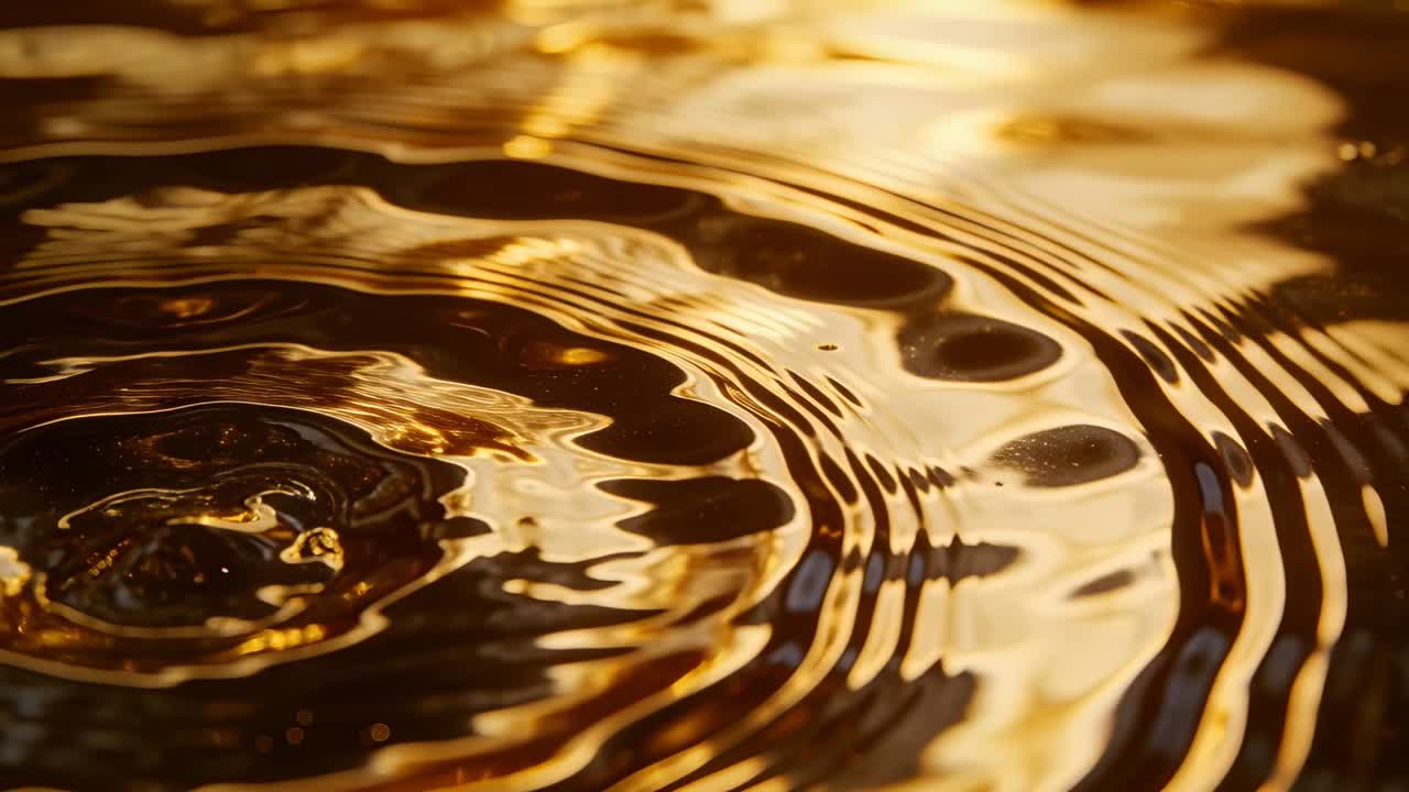 Vertical video: Rippling water forming moving rings from central splash in basin under golden light