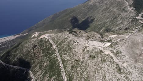 drone video over the llogara mountain pass on sh8, albania