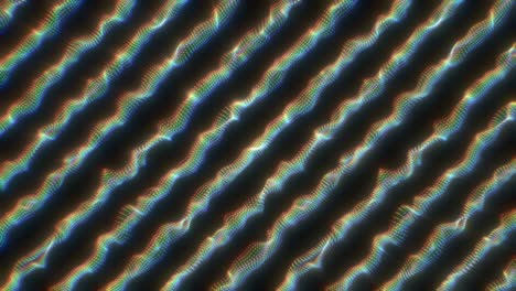 diagonal glowing rainbow wave stripe line undulating particles flow - 4k seamless vj loop motion background animation