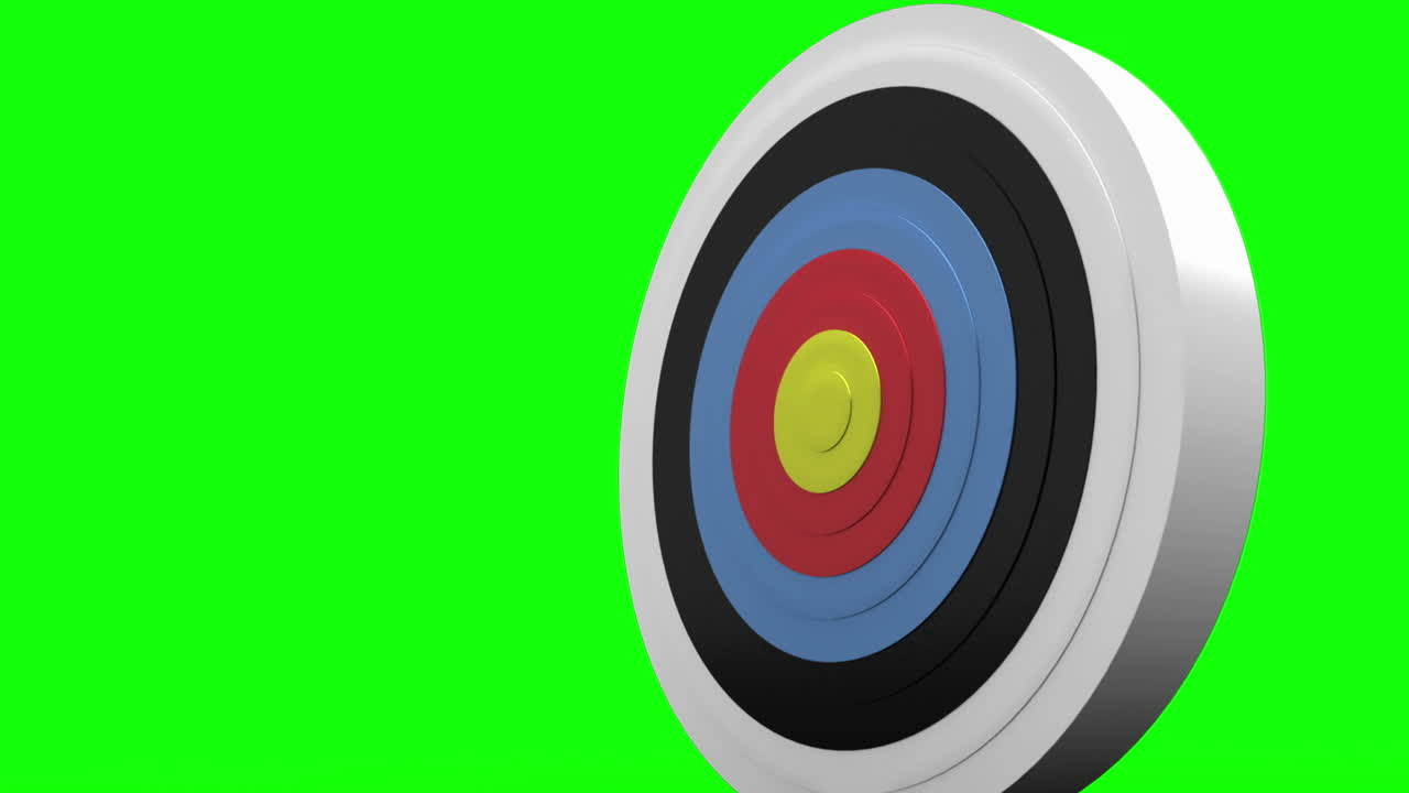 화살표가 다트 보드를 향해 날아와 표적에 부힌다