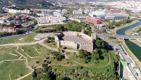 aerial orbit of historic castle in the suburbs of fuengirola, spain