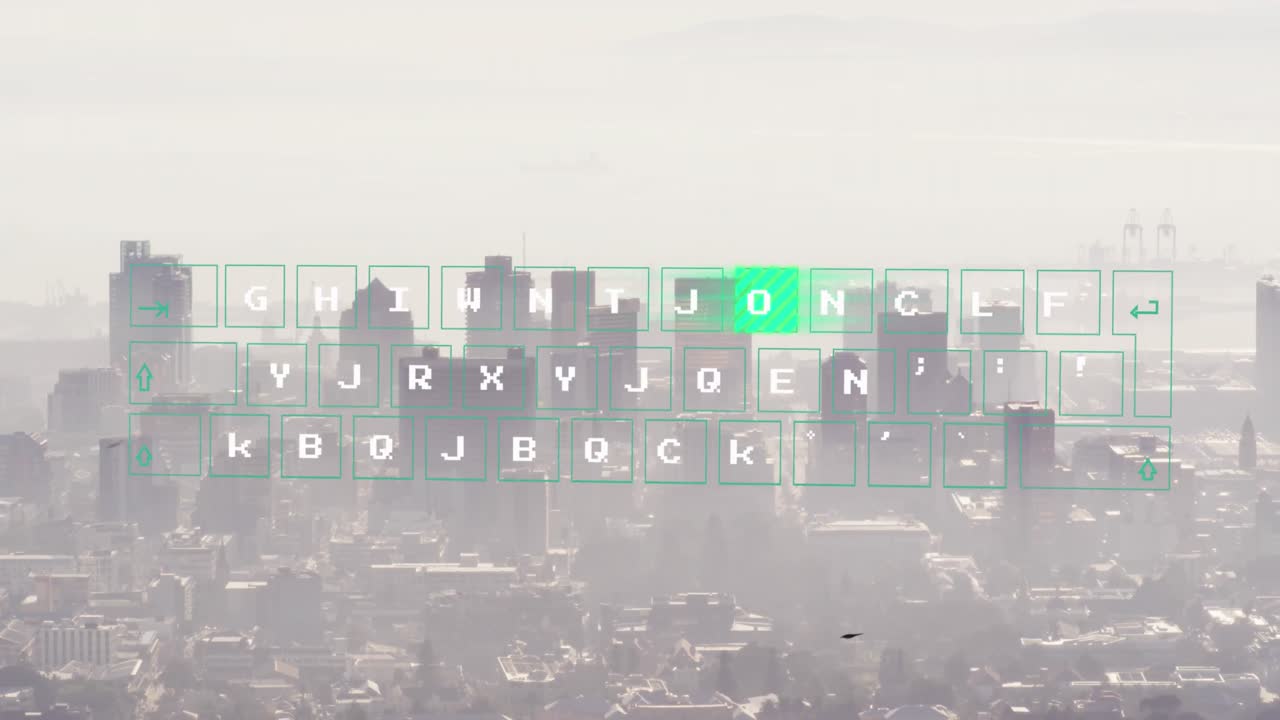 animación del procesamiento de datos sobre el paisaje urbano
