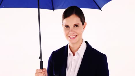 Businesswoman-holding-umbrella-and-clipboard