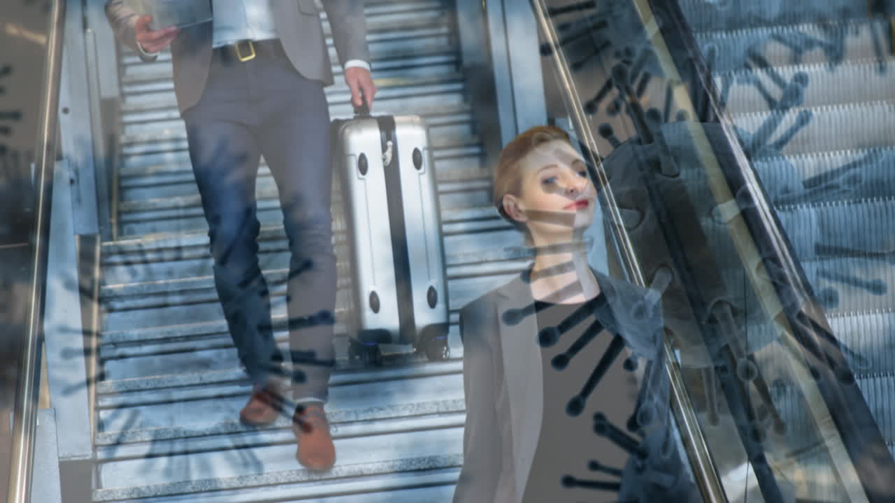 el macro virus de la corona se está extendiendo con gente de negocios en el fondo