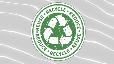 animation of reuse, reduce, recycle and recycling sign in circle on grey background