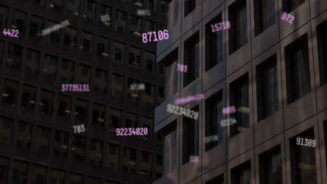 animation of falling numbers over cityscape