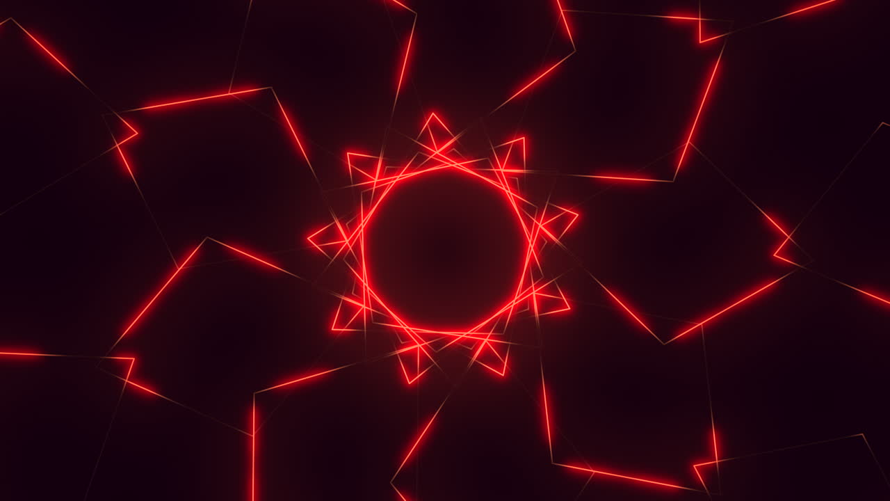 Symmetrical red lines arranged in a circular glow pattern create a striking visual in this image, showcasing a mesmerizing and radiant design