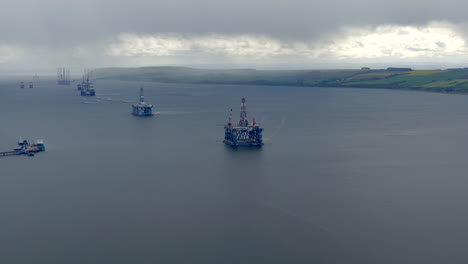 Offshore-drilling-in-Scotland---near-city-of-Invergordon,-Drilling-under-seabed-to-explore-and-extract-Petroleum