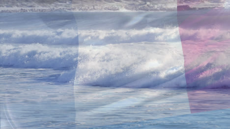 Composición-Digital-De-Las-Olas-De-La-Bandera-De-Francia-En-El-Mar