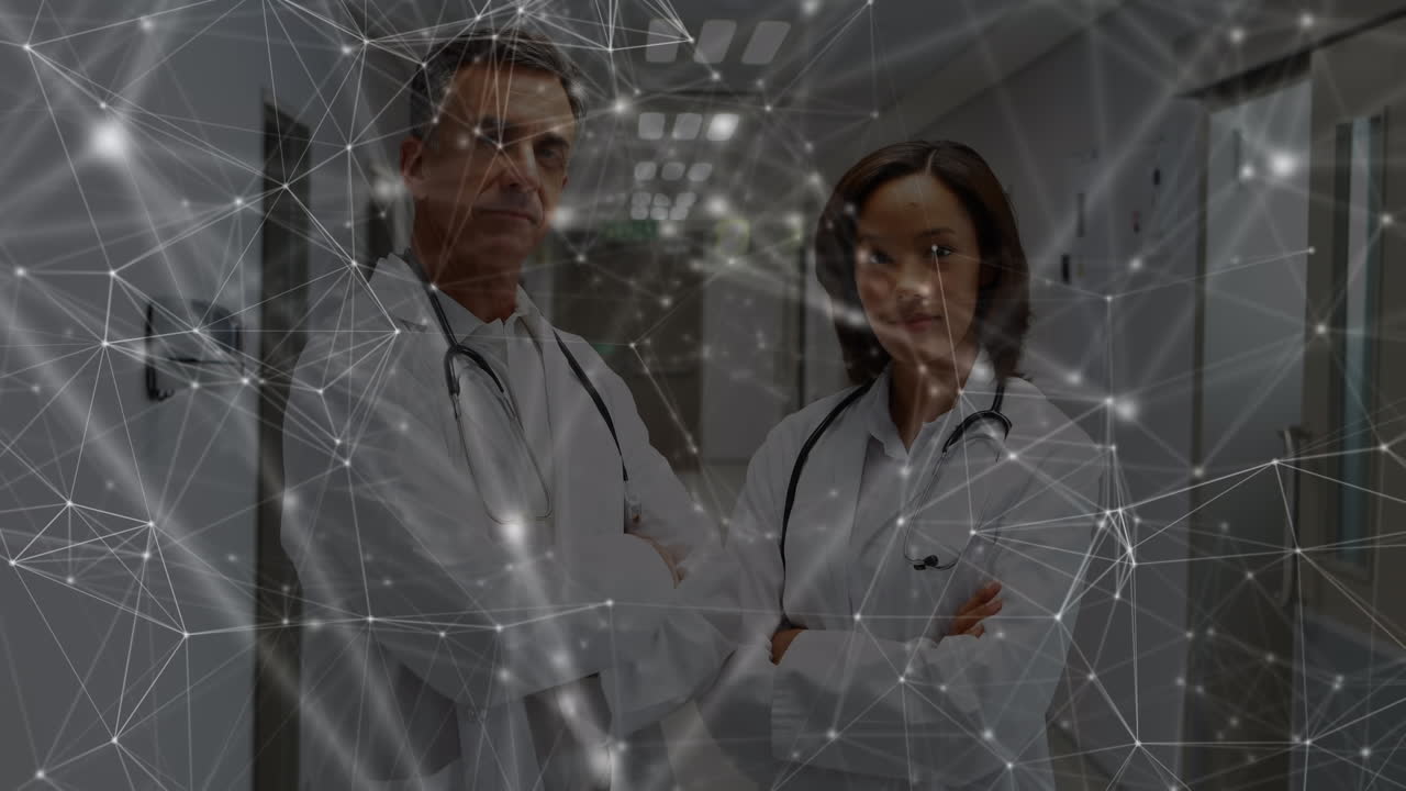 animación de la red de conexiones entre dos médicos diversos