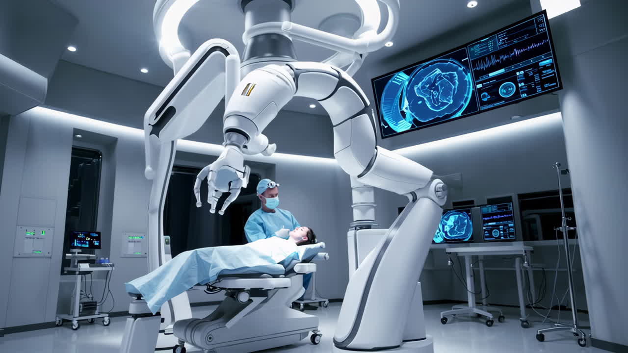 cirugía robótica en una sala de operaciones moderna