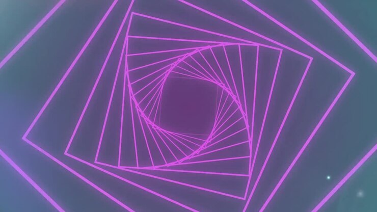 Animação de um túnel roxo feito de linhas