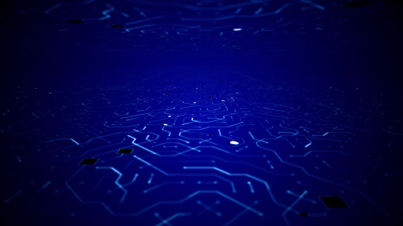 viaje sin fin a través de la sala de circuito de placa azul profundo bucle de fondo