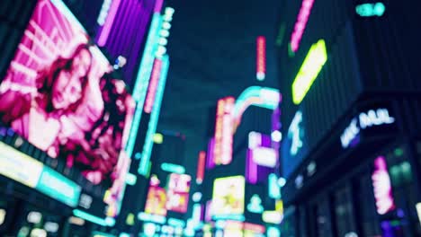 person in a hoodie at night in a city with neon lights