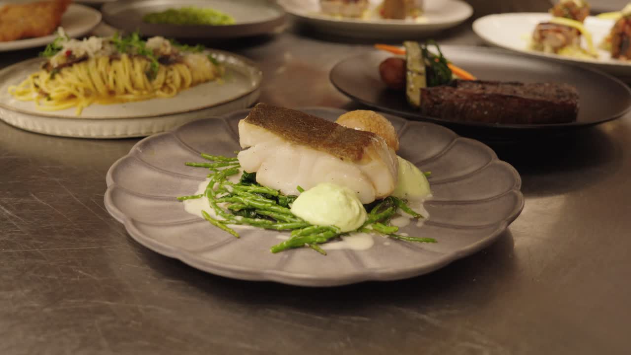 Restaurant menu choices, fine dining, delicious cooked fish recipes