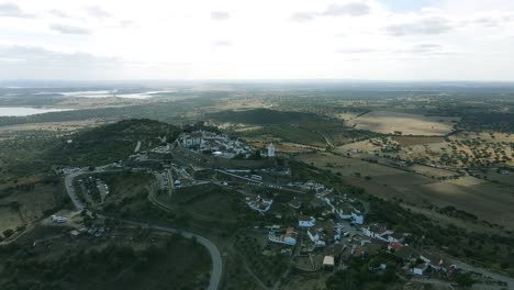 4k-Aerial-circular-motion-around-the-old-village-of-Monsaraz,-Portugal