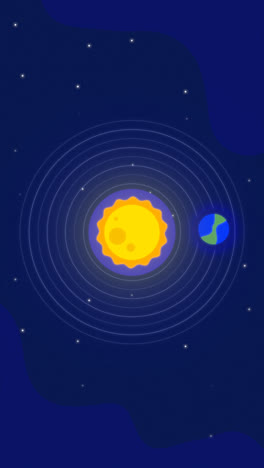 una animación de un esquema clásico del sistema solar con diseño plano