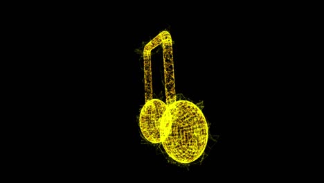 Music note. Mensural musical notation. Note value music staff. Wireframe low poly mesh cyberspace grid science and technology