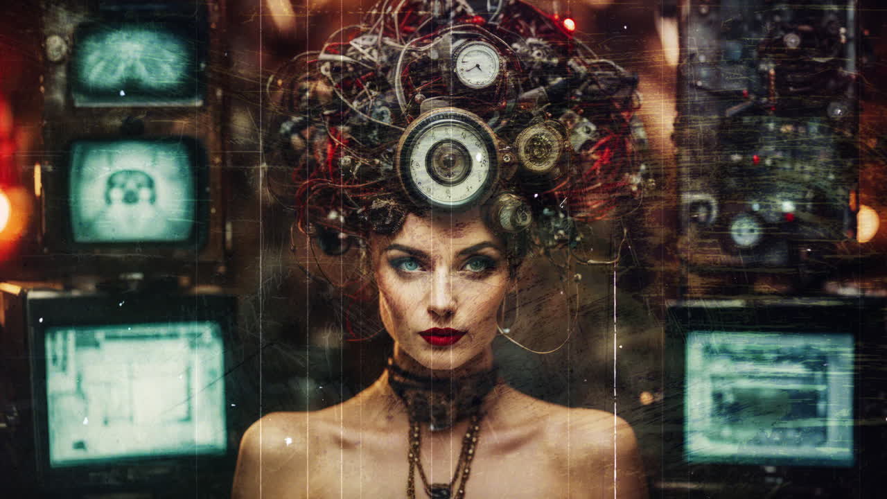 technology female with Vr headset in made with AI