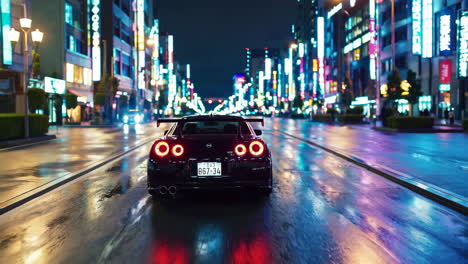 night rain street in a japanese city