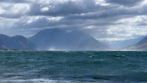 stormy weather at lake ohau, new zealand