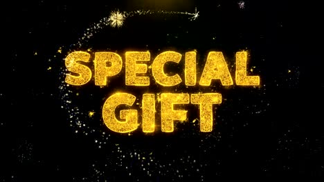 special gift text on gold particles fireworks display.