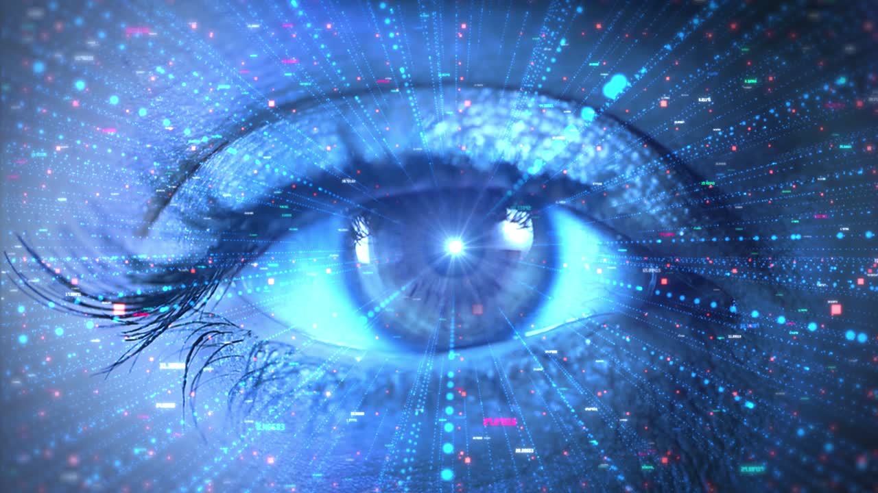 4k hud eye viewing digital technology information circles and signs background concept of future