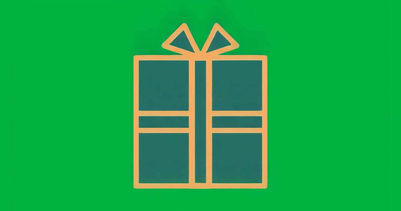 Appearing at frame start gift icon holding still over transparent glitch pattern showing distortion