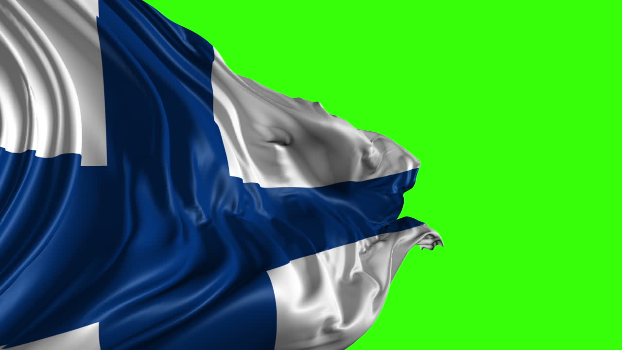 Flag of Finland on a Green Screen
