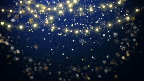 christmas winter background with lights and snowflakes