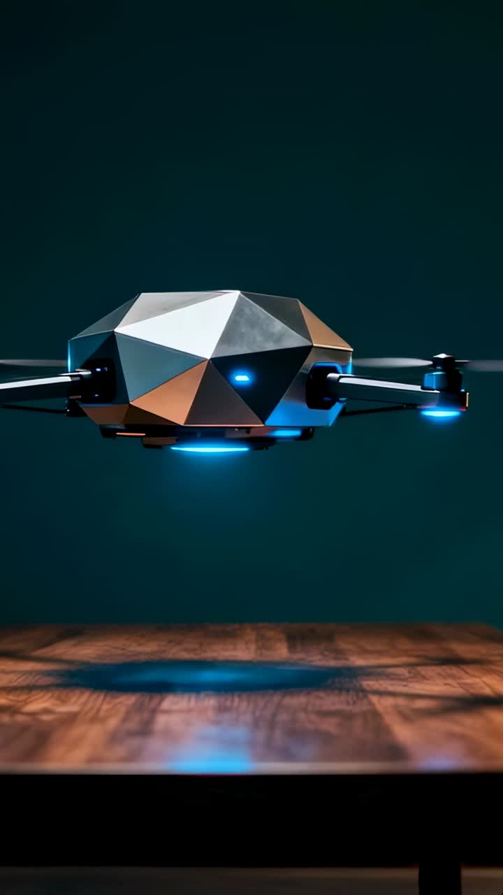 Video verticale: inizio, drone che sorvola il tavolo di casa, spostandosi a destra verso una donna che compare