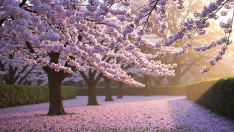 cherry blossom garden in spring