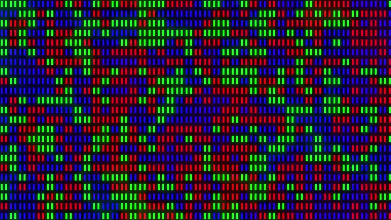 Makrobillede af RGB-pixels på en digital skærm