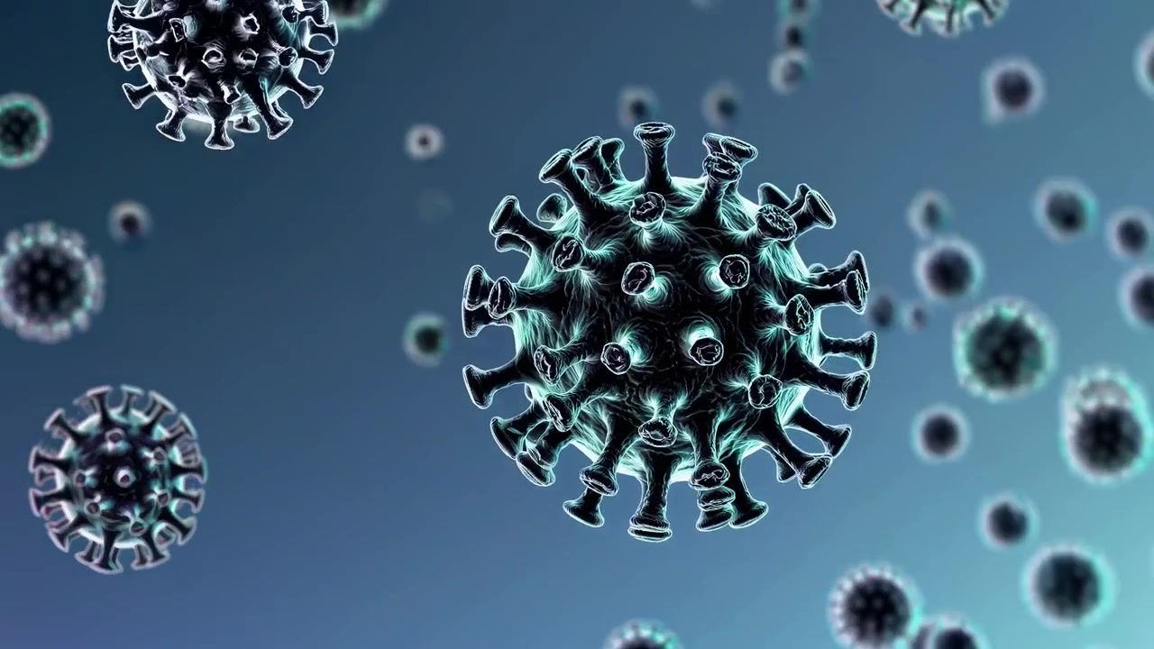 Animated Microscopic View of Coronavirus Particles Replicating