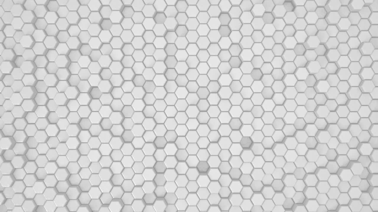 hexágono abstracto bucle de superficie geométrica 1a: luz brillante limpio patrón de cuadrícula hexagonal minimalista, movimiento ondulado aleatorio lienzo de fondo en blanco arquitectónico de pared puro. bucle sin costuras 4k uhd fullhd